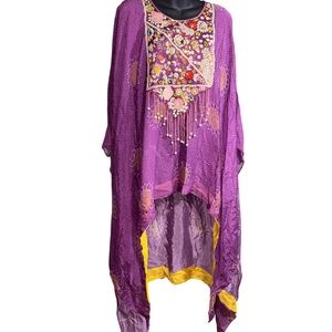 purple kaftan Rajdeep Ranawat Dakota boxy tunic style intricate embroidery